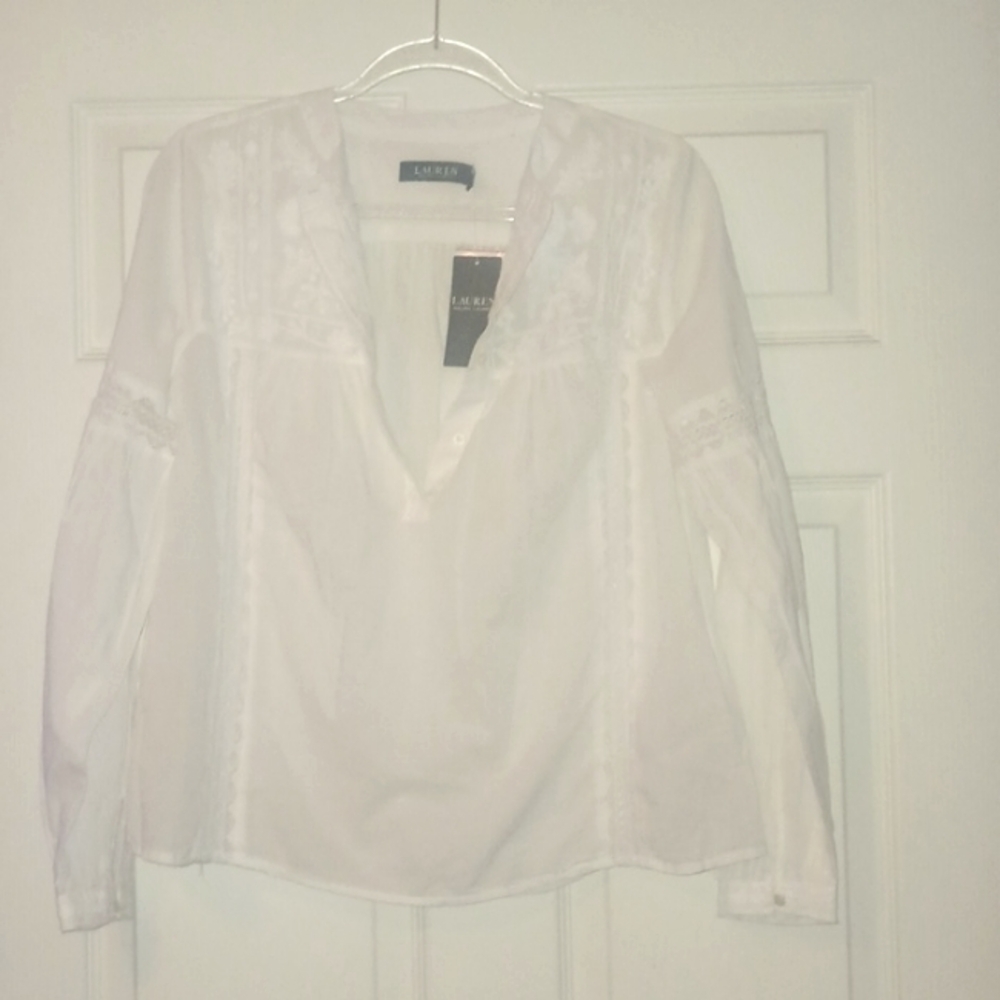 Ralph Lauren White embroidered top lace